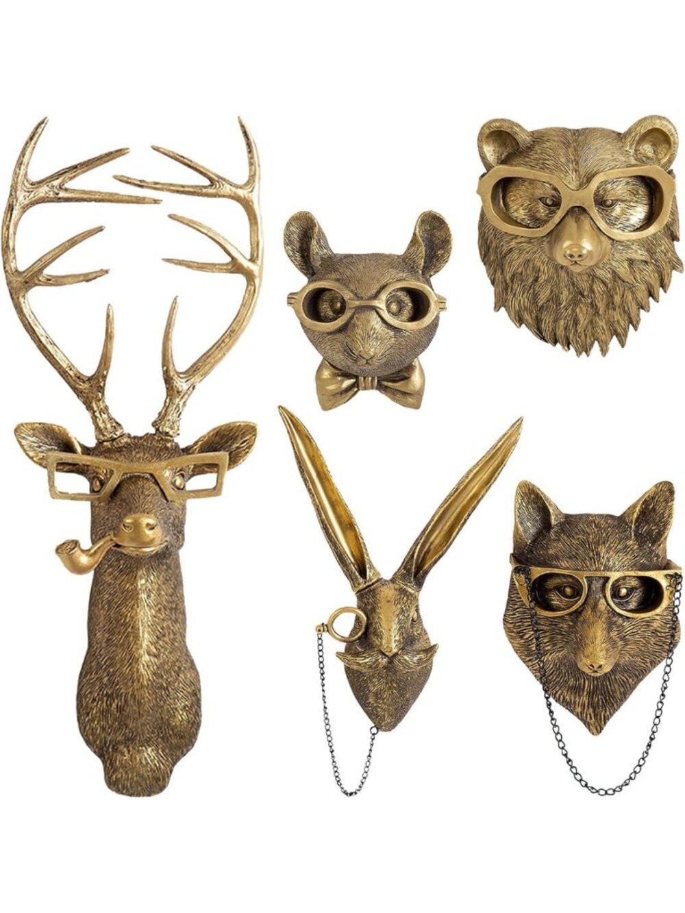 Gold Faux Deer Head Wall Decor - Vintage Animal Sculptures for Home & Office